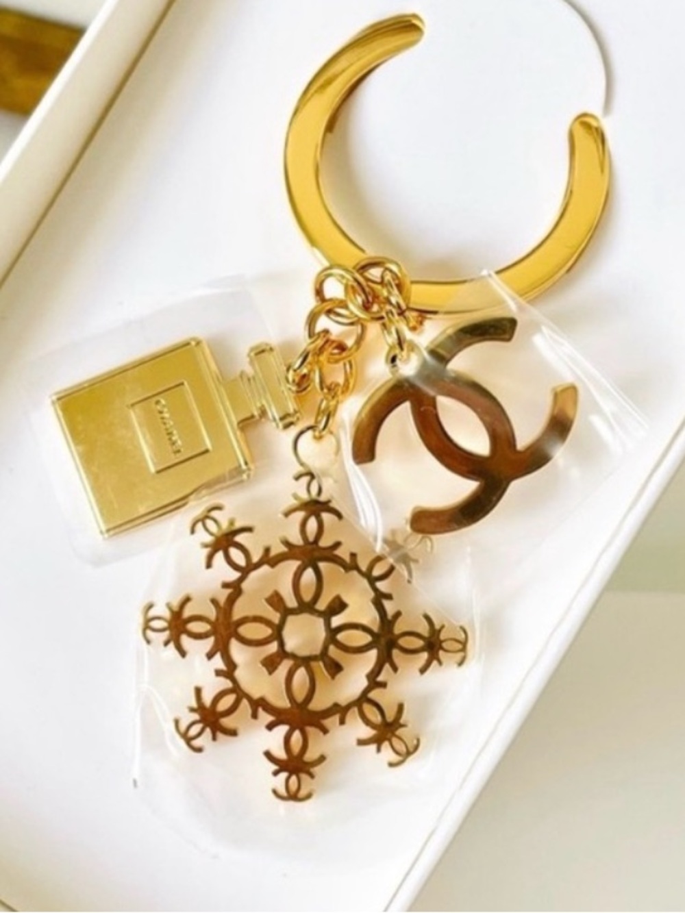 GWP Gold Key Chain CC Logo Limited Edition Keyring Bag Charm NEW